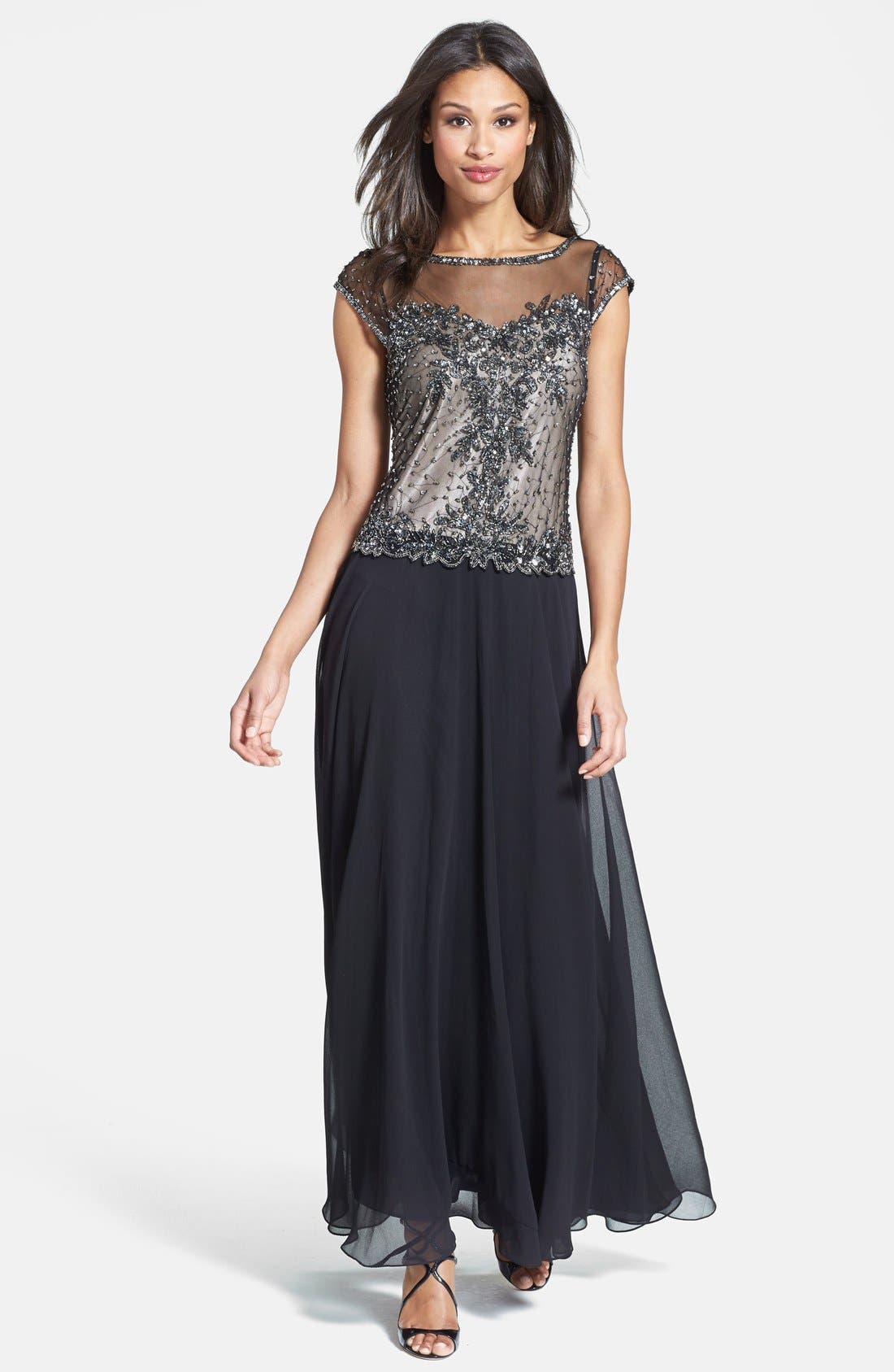 J Kara Embellished Mock TwoPiece Chiffon Gown (Regular & Petite