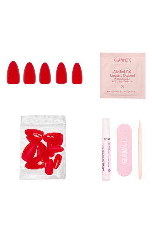 Shop Glamnetic Short Almond Press-on Nails Set In Fiery Red