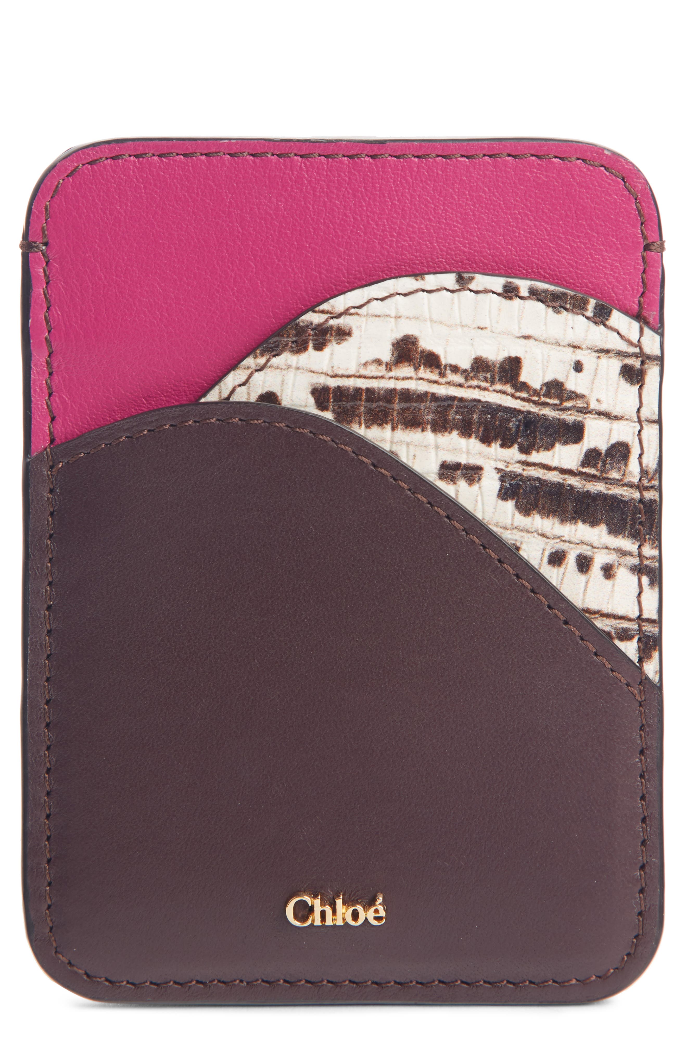 Chloé Walden Embossed Leather Card Holder Nordstrom
