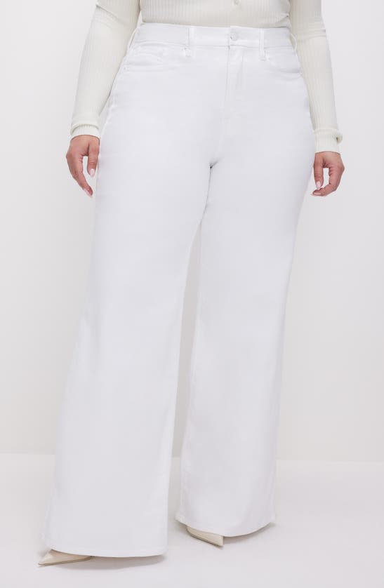 Shop Good American Good Waist High Waist Palazzo Jeans In White001