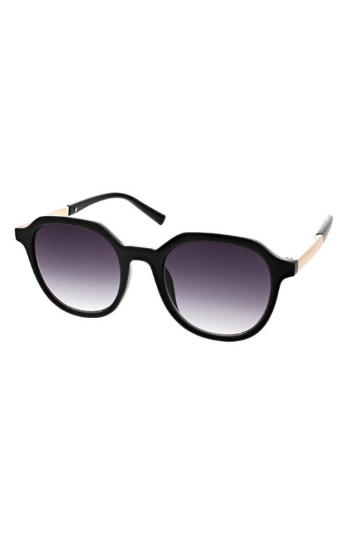 Bcbg 53mm Geometric Round Sunglasses In Shiny Black
