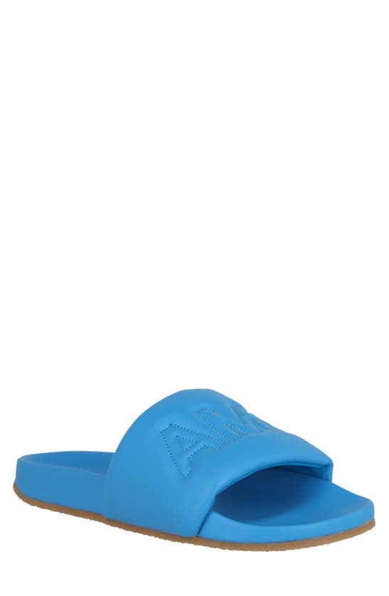Shop Ambush Quilted Leather Slide Sandal In Blue
