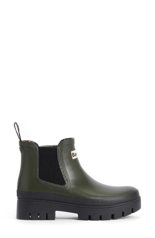 Shop Barbour Halton Waterproof Chelsea Rain Boot In Olive Green/black