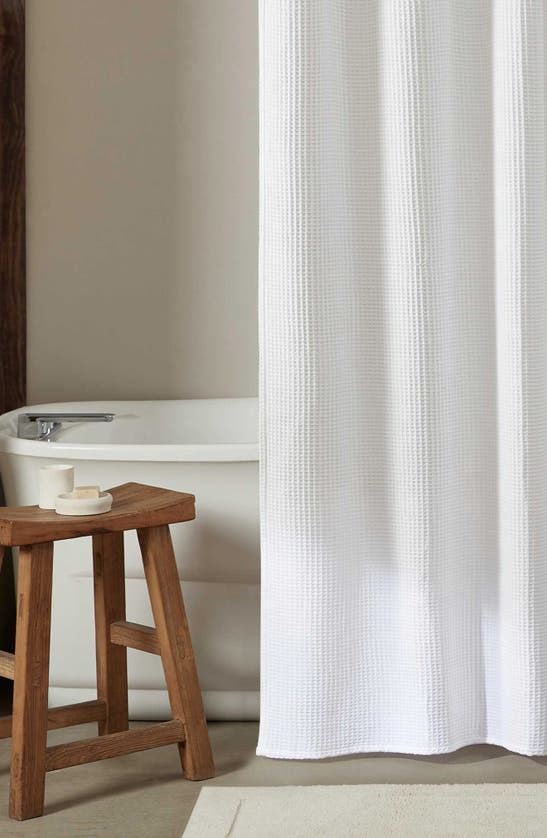 Calvin Klein Waffle Weave Shower Curtain In White
