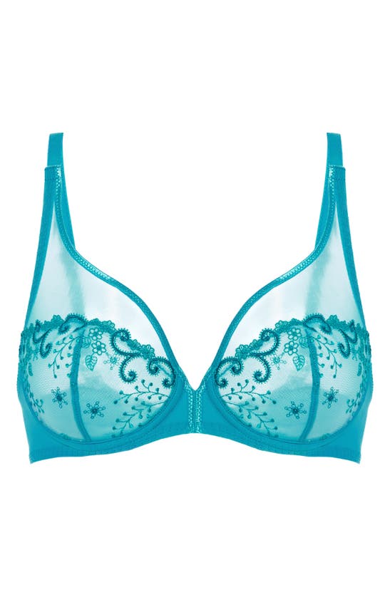 Simone Perele Delice Sheer Underwire Plunge Bra In Atoll Blue