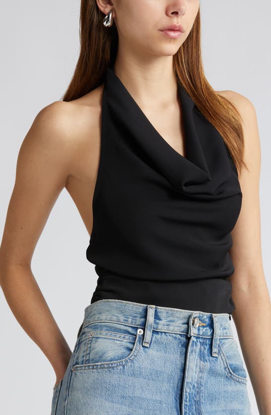 Shop Open Edit Cowl Neck Halter Top In Black