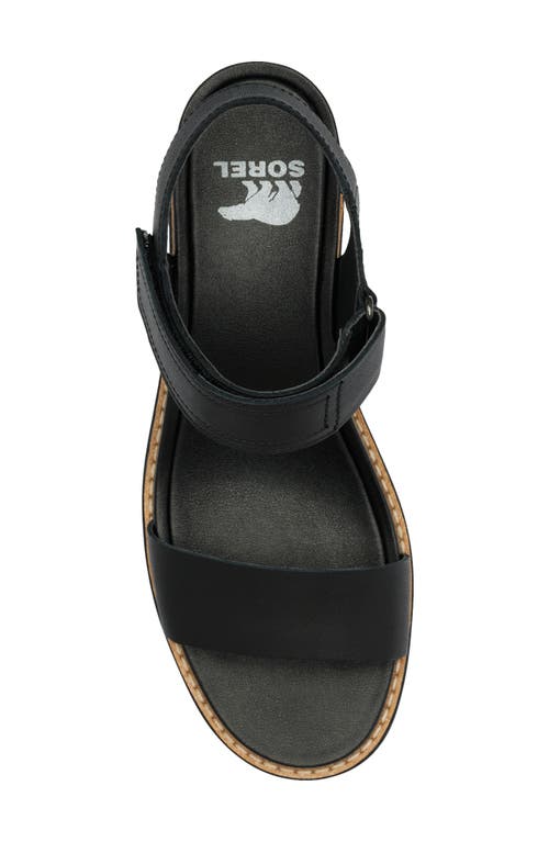 Sorel Joani Leather Grip Comfort Sandals In Black/sea Salt