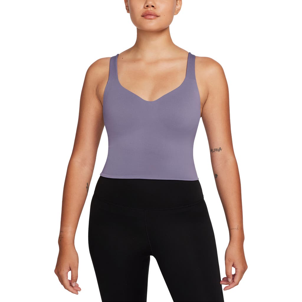 Nike Seamless Padded Sports Tank In Daybreak/white