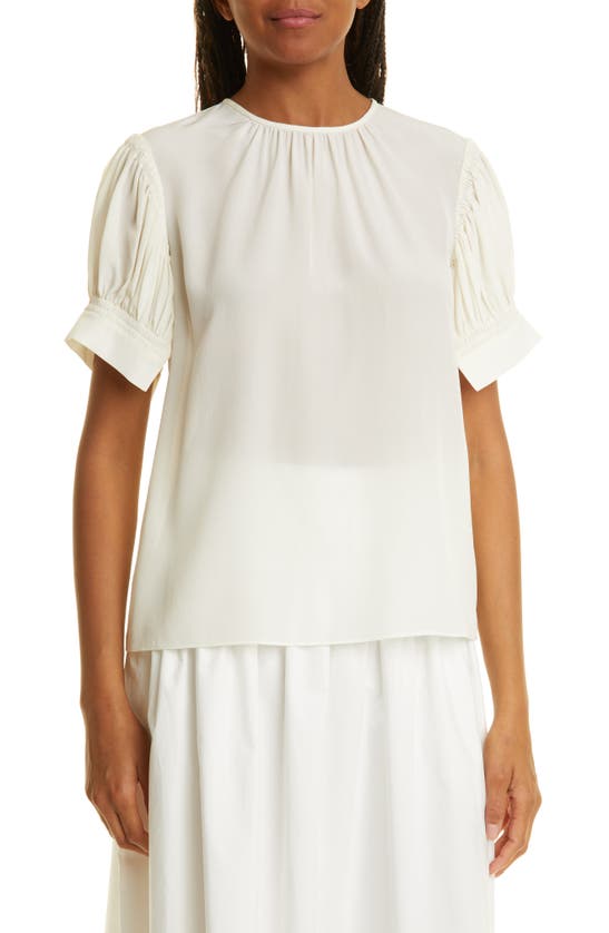 REBECCA TAYLOR SHORT SLEEVE SILK CRÊPE DE CHINE BLOUSE