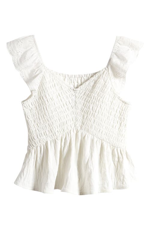 Good Luck Girl Kids' Smocked Eyelet Sleeve Top White at Nordstrom,