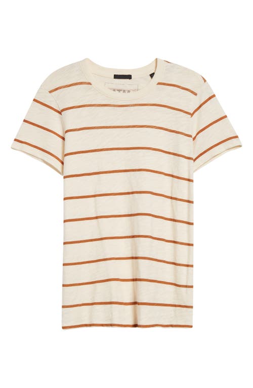Atm Anthony Thomas Melillo Slub Jersey Stripe Schoolboy Short Sleeve Crew Neck Tee In Irish Cream-cornelian Stone