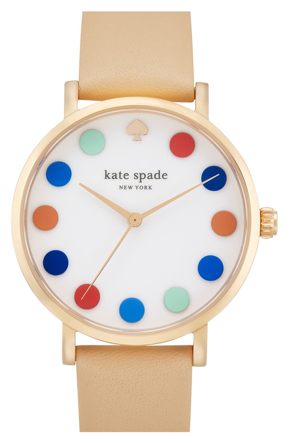 kate spade new york 'metro' dot dial leather strap watch, 34mm Nordstrom