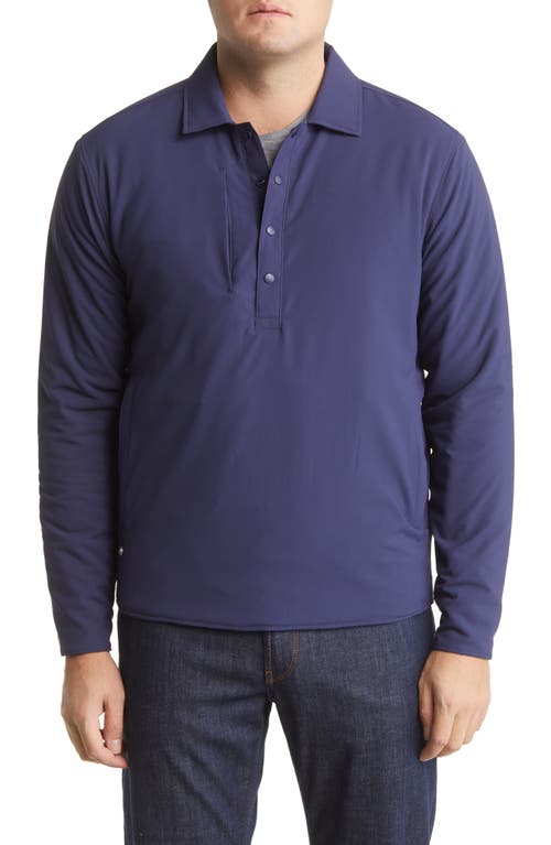 Peter Millar Crafted Performance Half Snap Water Resistant Long Sleeve Shirt in Navy