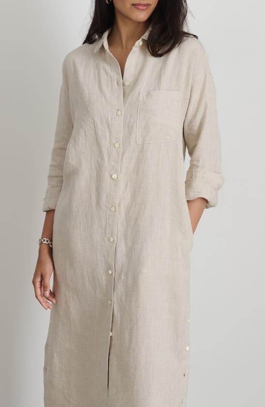 Shop Alex Mill Long Sleeve Linen Midi Shirtdress In Flax