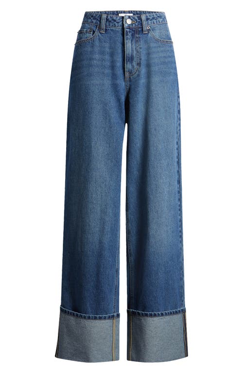 Shop Bp. Wide Cuff High Waist Wide Leg Jeans In Dark Rinse Wash