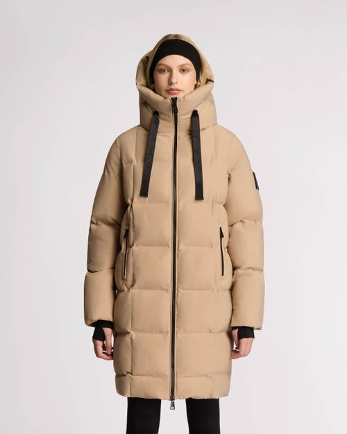 Shop Alpenhaus Cluze Mid-length Puffer With Square Quilting In Sandstone