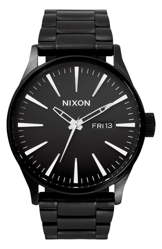 Nixon Sentry Bracelet Watch, 42mm In Black/white