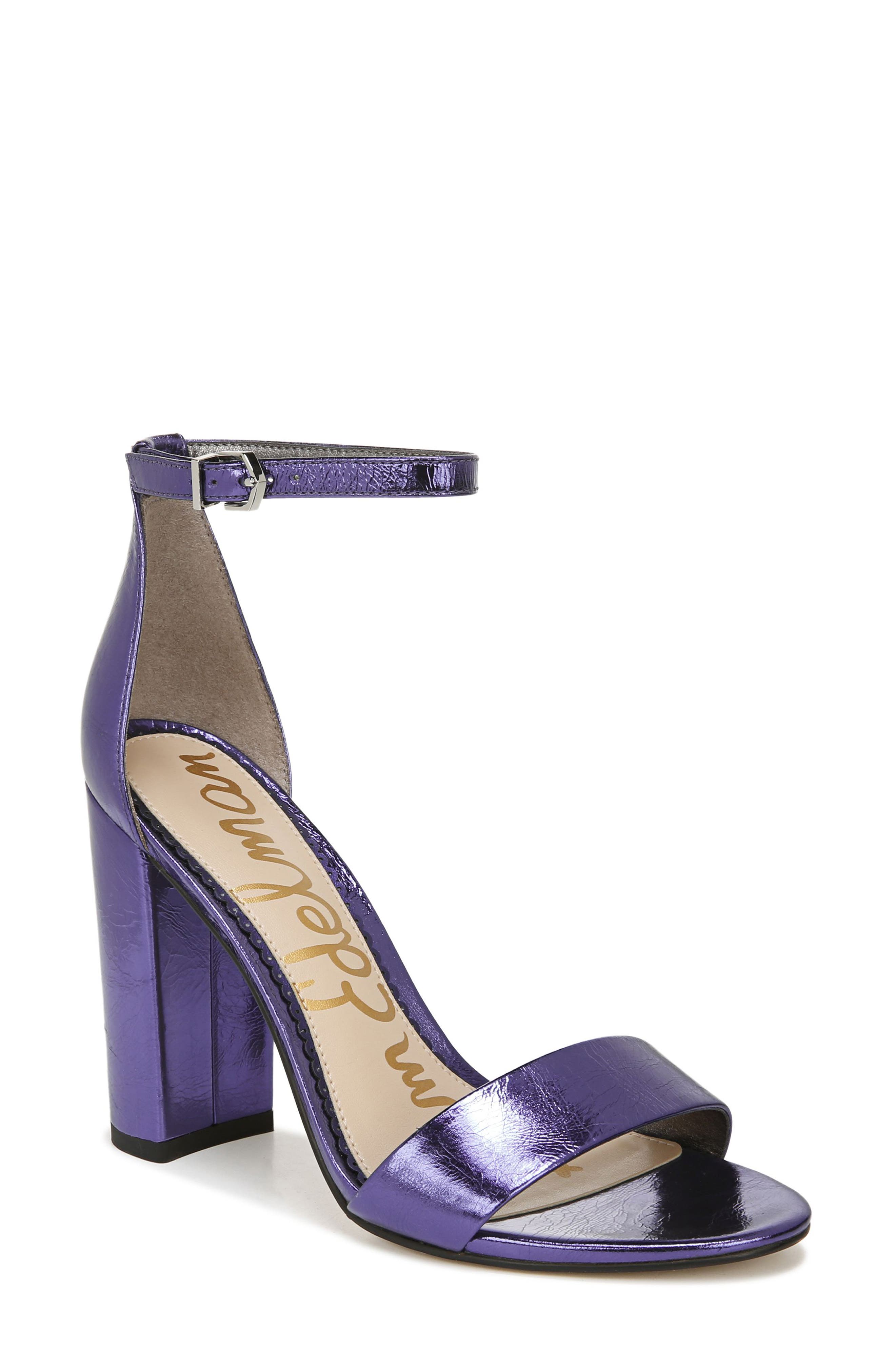 lilac metallic heels