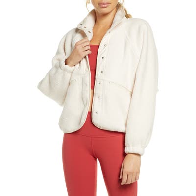 Free People Fp Movement Hit The Slopes Fleece Jacket, Ivory