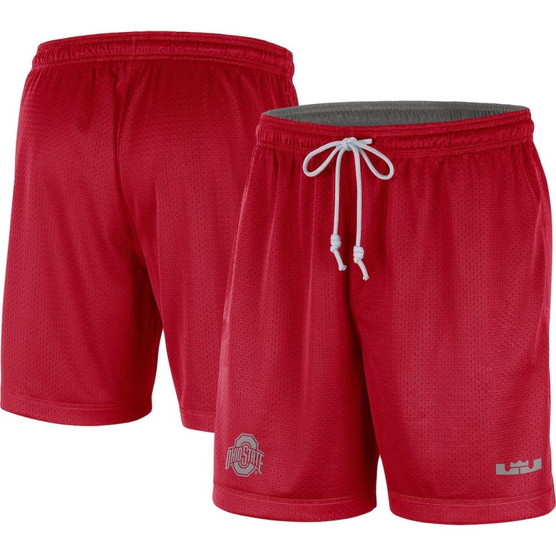 Nike X Lebron James Scarlet/gray Ohio State Buckeyes Reversible Performance Shorts