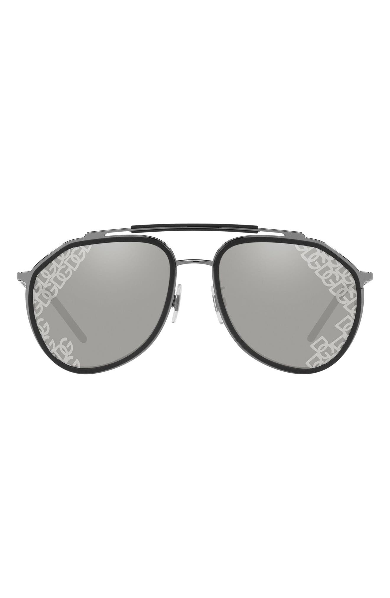 Dolce & Gabbana 57mm Aviator Sunglasses in Gunmetal/black/grey Silver at Nordstrom