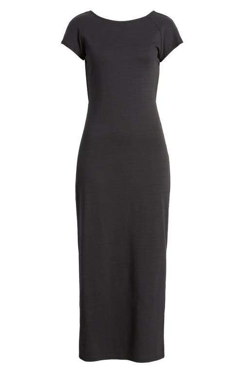 Shop Bp. Open Back Stretch Cotton Knit Midi Dress In Black Jet