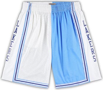 Men s Mitchell Ness Powder Blue White Los Angeles Lakers Big Tall Hardwood Classics Split Swingman Shorts