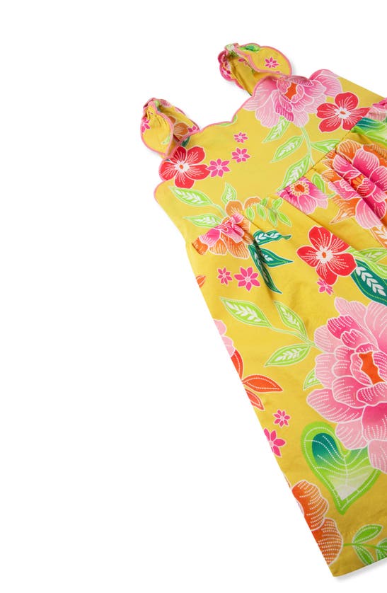 Shop Peek Aren't You Curious Kids' Dotty Floral Sleeveless Romper In Yellow Multi Print