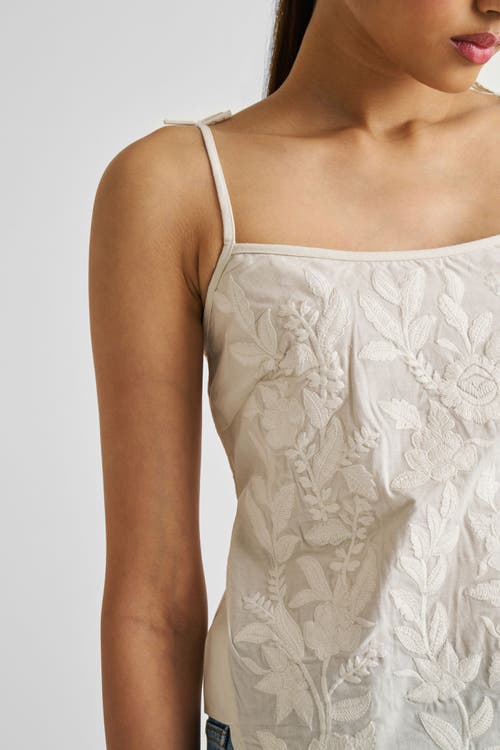 Reistor Embroidered Camisole Top In Coconut White