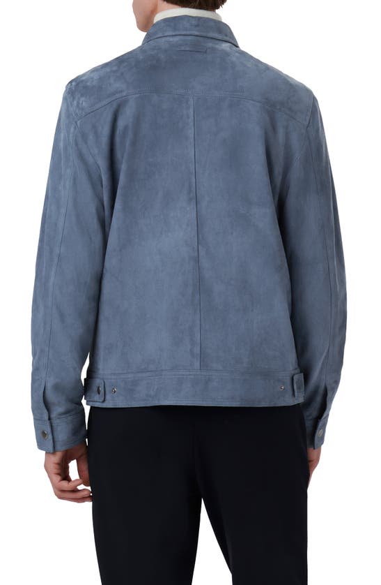 Bugatchi Suede Zip Bomber Jacket In Cobalt