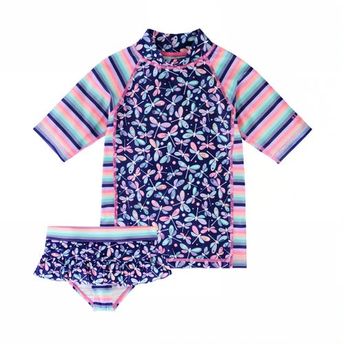 Uv Skinz Short Sleeve Sunny Swim Set In Darling Dragonflies