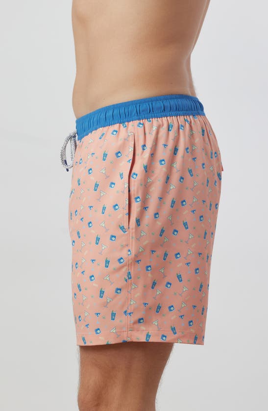 Rainforest Cocktails Swim Trunks In Coral