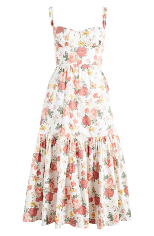 Shop House Of Cb Elia Floral Sweetheart Neck Sundress In Rose Print