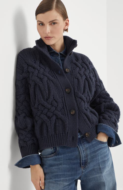 Shop Brunello Cucinelli Twisted Cables Cardigan In Night