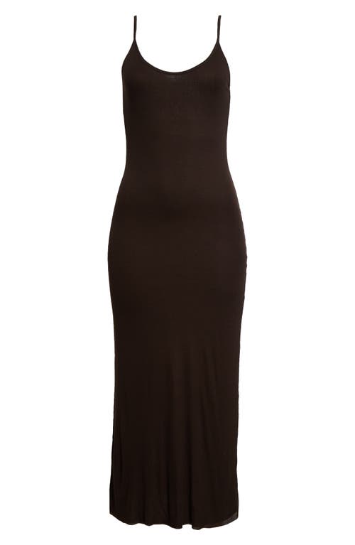 Shop Khaite Leesal Rib Slipdress In Dark Brown