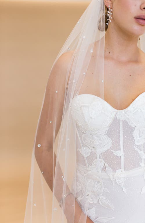 Shop Brides And Hairpins Brides & Hairpins Ottiline Crystal Cathedral Veil In Ivory