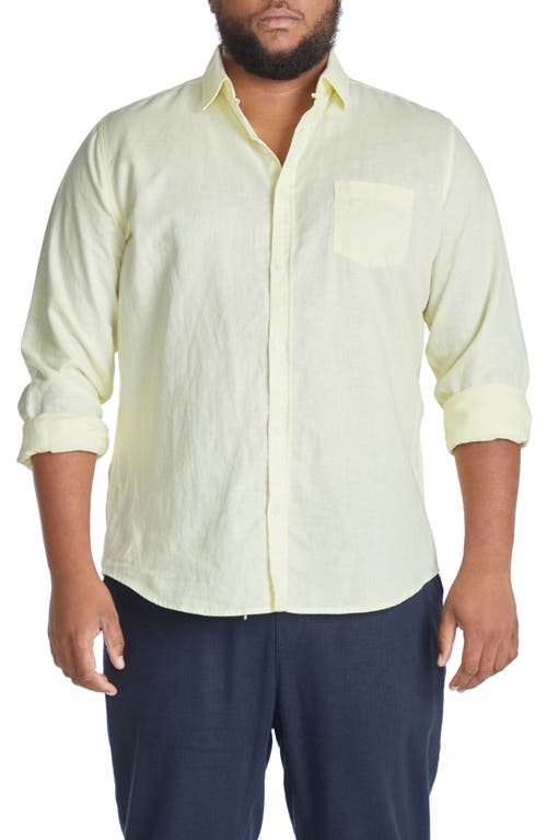 Johnny Bigg Relaxed Fit Linen Blend Button-Up Shirt in Lemon