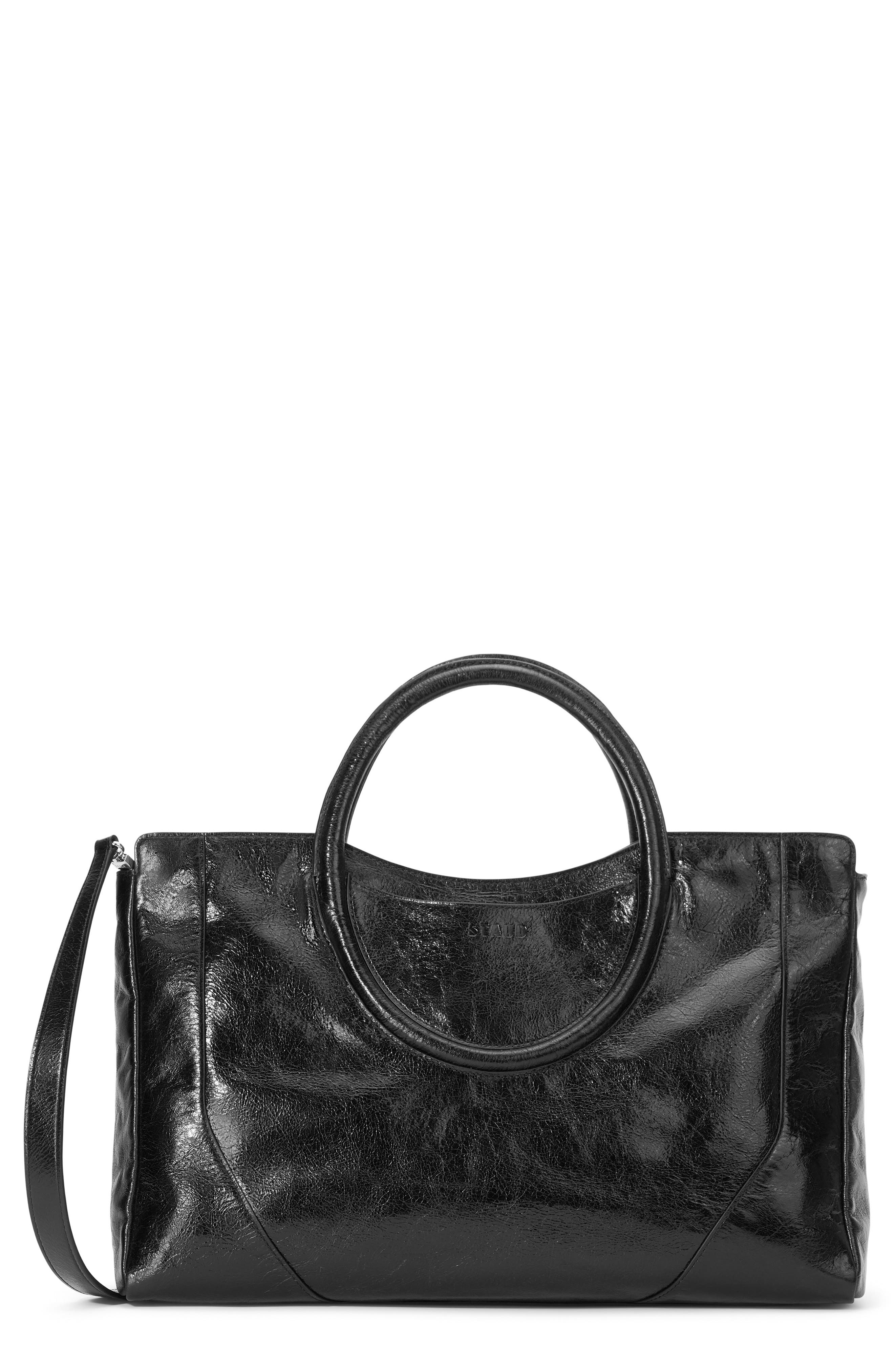 Staud Maude Zip Leather Satchel Bag In Black