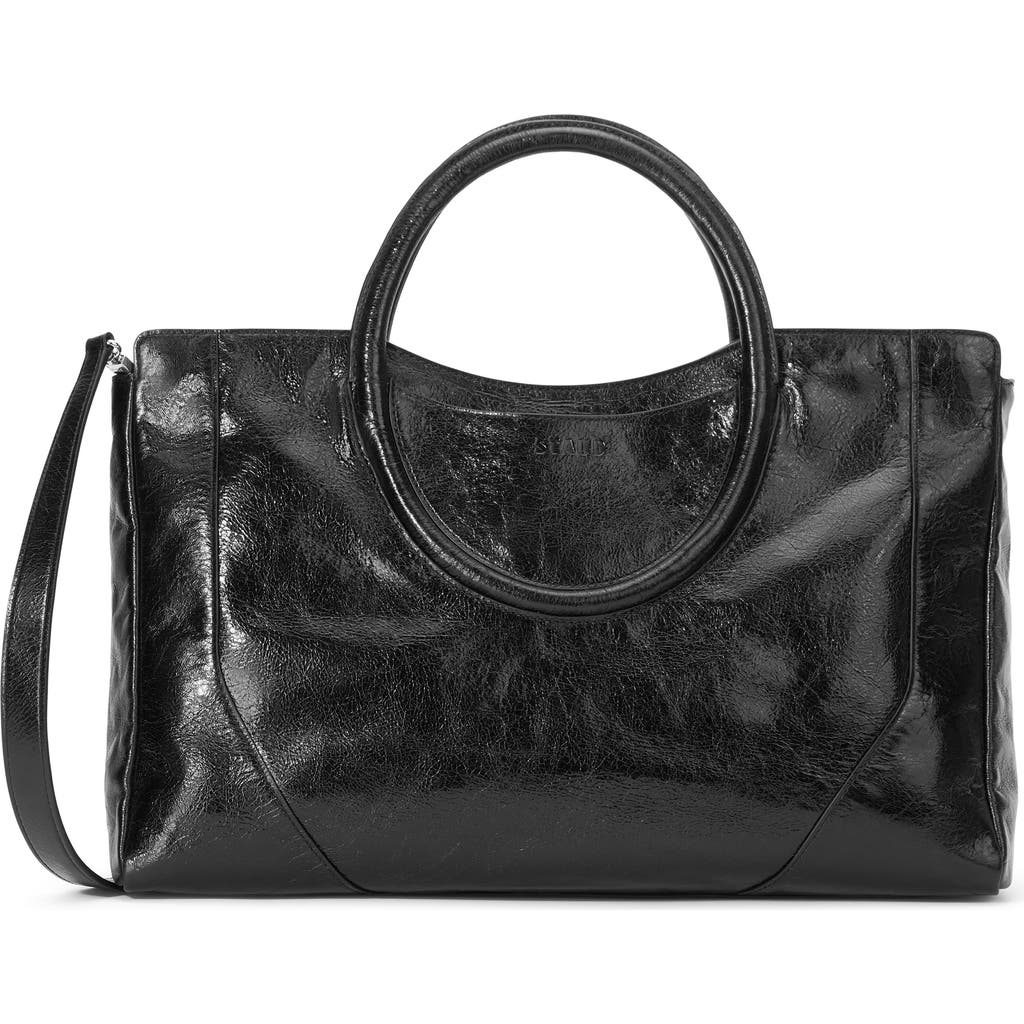 Staud Maude Zip Leather Satchel Bag In Black