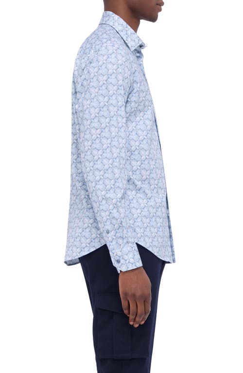 Shop Bugatchi James Ooohcotton® Abstract Print Button-up Shirt In Air Blue