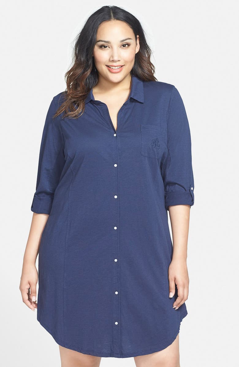 Lauren Ralph Lauren Slub Jersey Nightshirt (Plus Size) | Nordstrom
