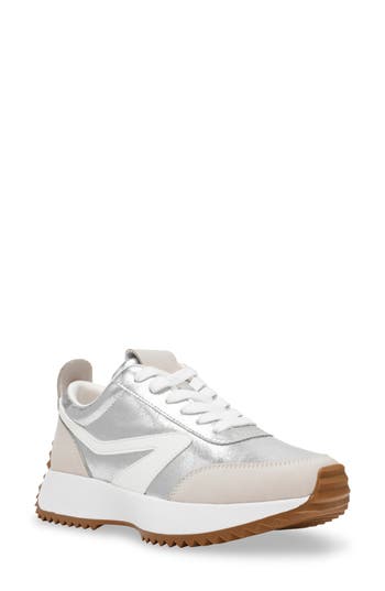 Dolce Vita Dv By  Bynx Sneaker In Silver Crinkle