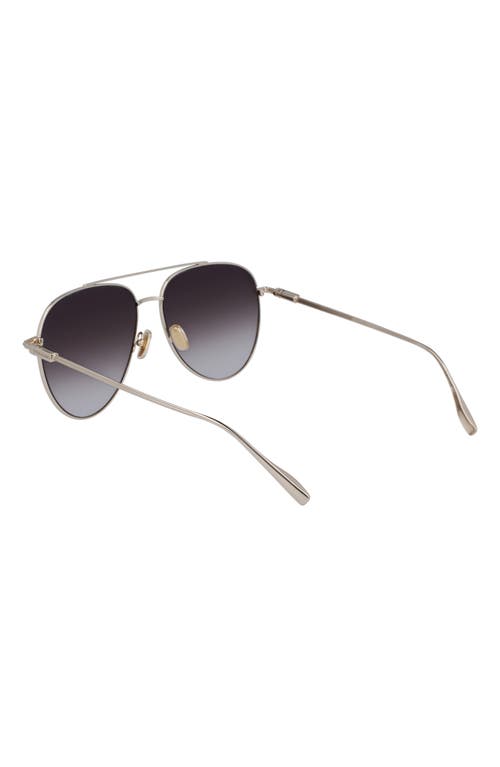 Ferragamo Gancini Evolution 61mm Aviator Sunglasses In Gold/brown Gradient