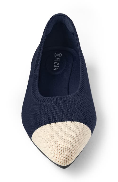Vivaia Aria 5º Pointed Toe Flat In Navy/almond Tip