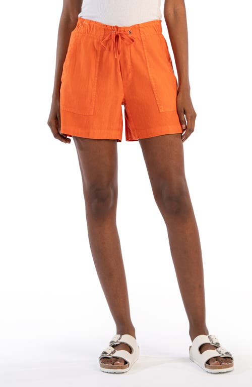 Kut From The Kloth Katana Drawstring Linen Blend Shorts In Orange