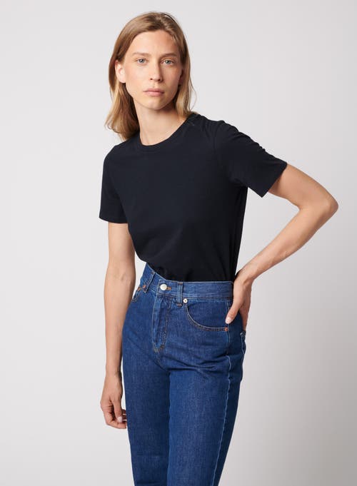 Shop Majestic Filatures Cotton 'silk Touch' Short Sleeve Semi Relaxed Crewneck T-shirt In Noir