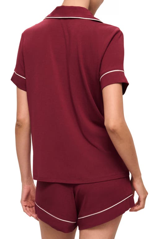 Shop Eberjey Gisele Relaxed Jersey Knit Short Pajamas In Cabernet/ivory