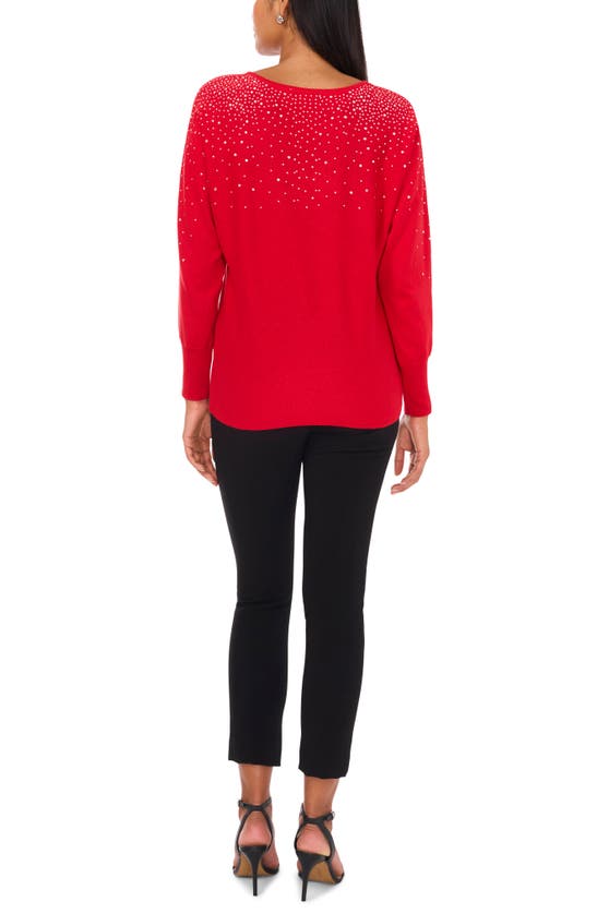 Shop Chaus Bling V-neck Sweater In Cherry Red