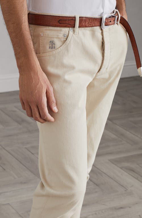 Shop Brunello Cucinelli Garment-dyed Trousers In Beige