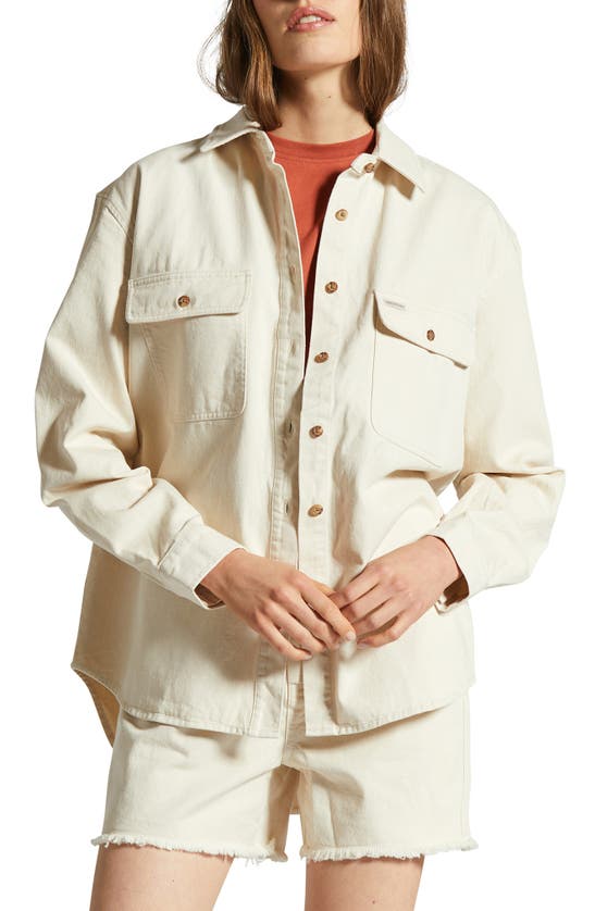 Shop Brixton Bowery Oversize Cotton Shirt In Natural